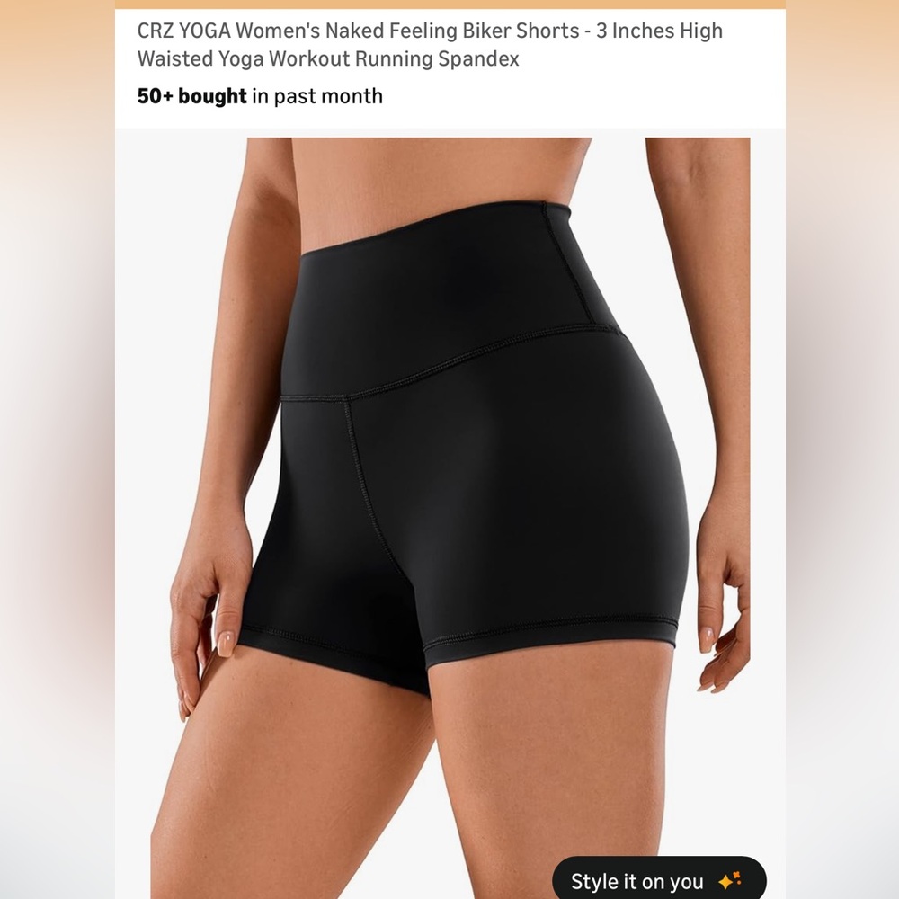 CRZ YOGA Women's Sleek Black Bike Shorts